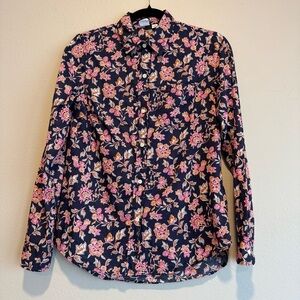 Gap Floral Button Down Shirt  Long Sleeve Lightweight Office Casual Cotton XS